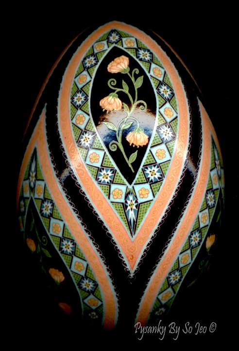 Peach Posy Ukrianian Easter Egg Pysanky By So Jeo